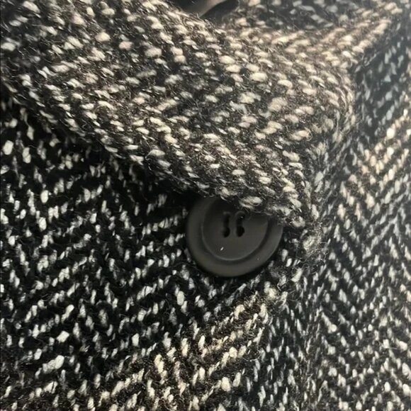 Zara black cropped wool blend herringbone print jacket size M - Picture 3 of 5